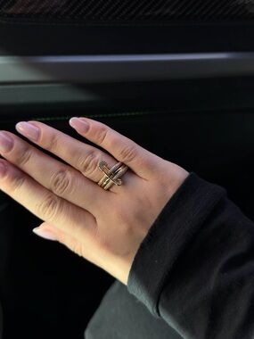 Gold Pavé Safety Pin Statement Ring